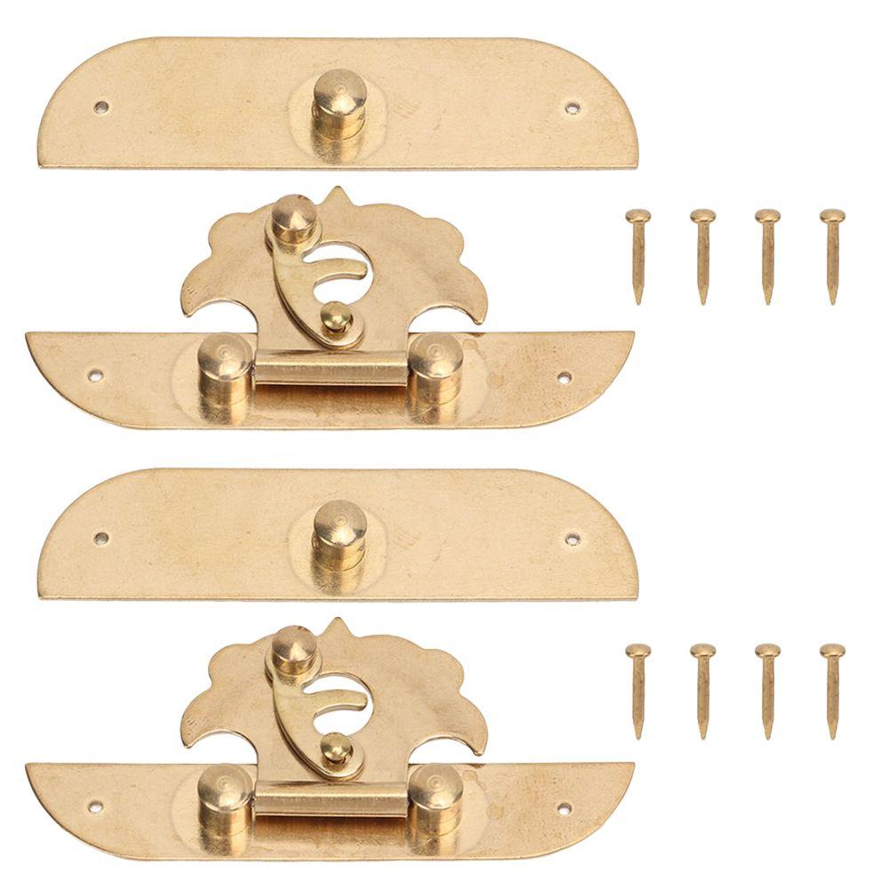 2sets Gold Antique Buckle Latches Brass Box Latch Hasp Latches Chest Clasp Closure Cabinets