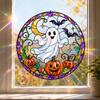 Halloween Window Clings With, Pumpkin and Moon - Vintage Glass Static Decals for Home Party Decor, 3030 Cm