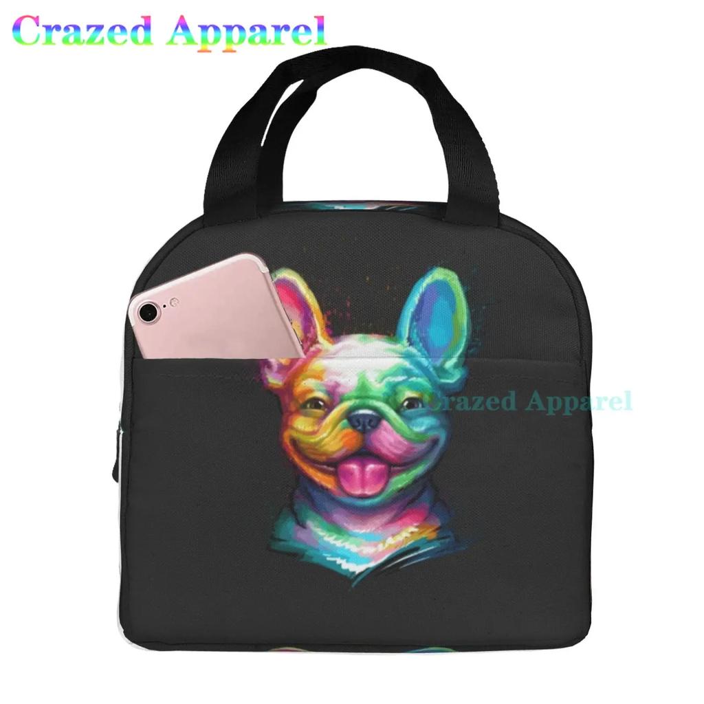 French Bulldogs Dog Insulated Lunch Bag for Women, Men, and Kids, Large and Reusable, Handle, Freezable Work and School Travel