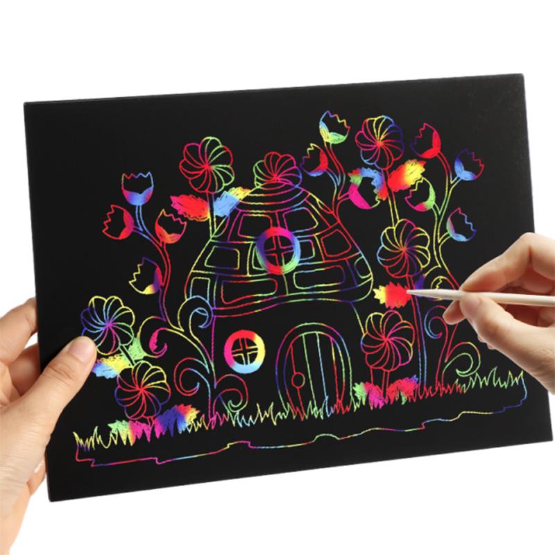 10/20PCS Colorful Scratch Paper 16K Rainbow Multi-function Scratch/Watercolor Painting Art Classroom Painting Teaching Tools TMZ