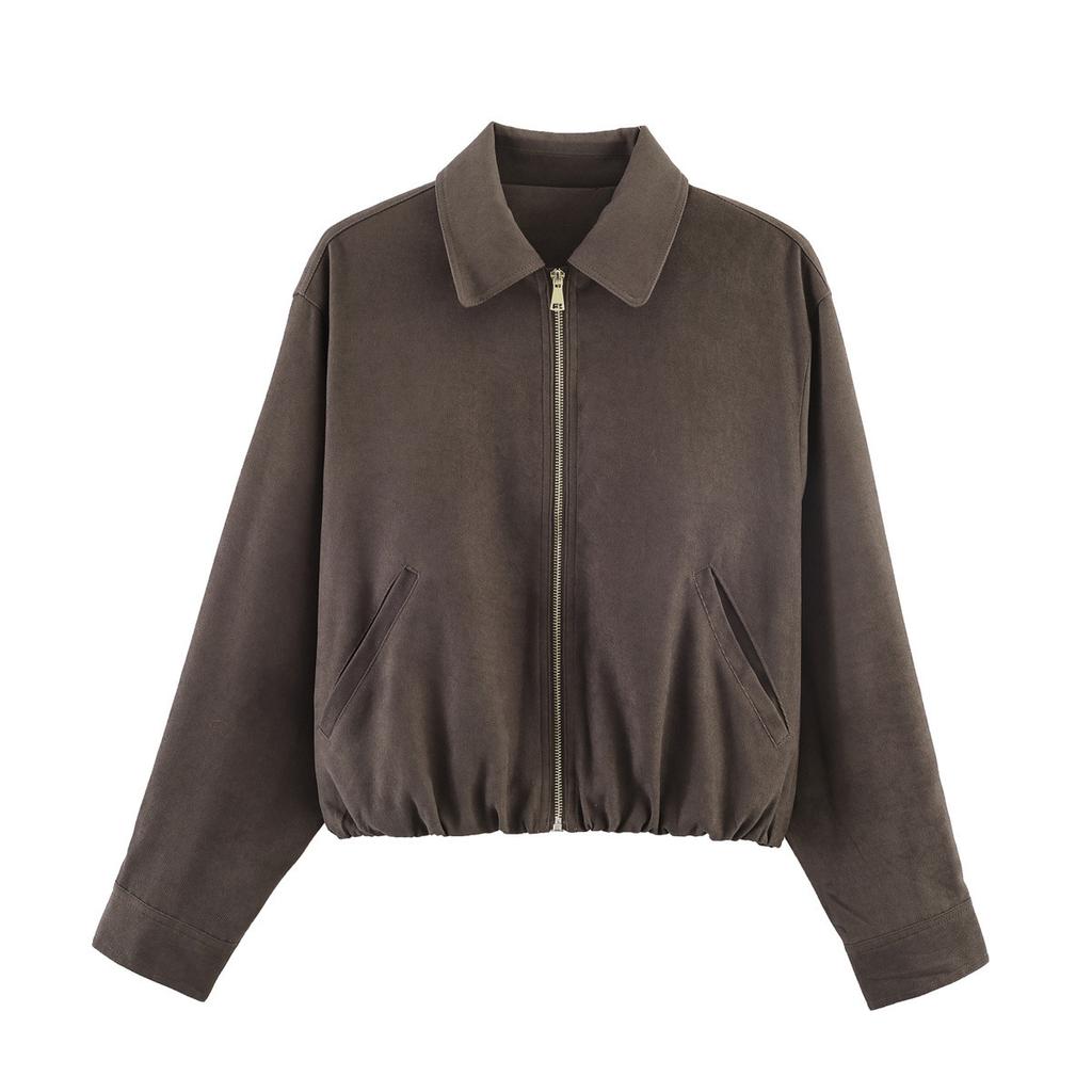 2026 spring new European and American cross-border women's clothing street fashion loose zipper jacket w050 6005