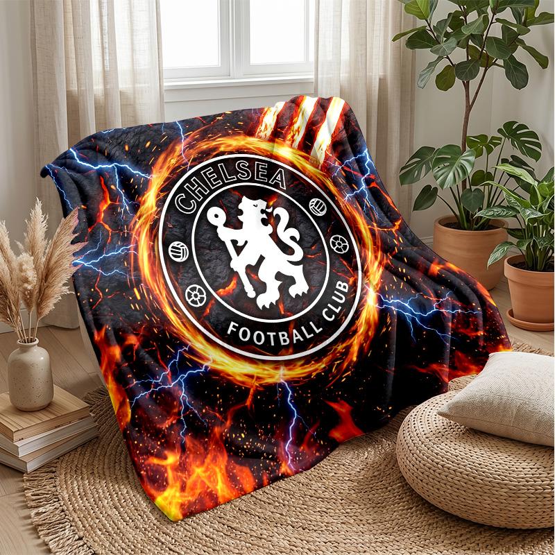 Chelsea FC Theme Blanket Soft Flannel Blanket Plush Throw Blanket Cozy Sofa Bed Blanket for Home Decor