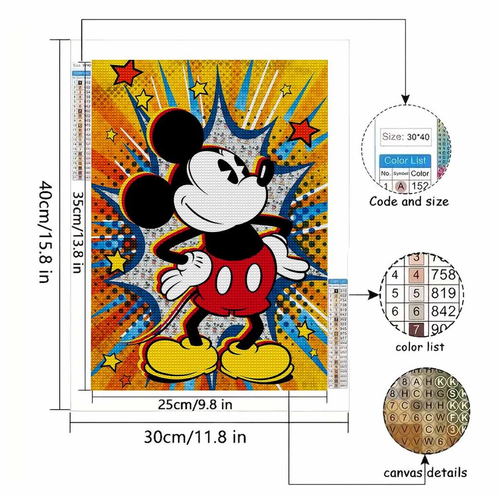 Full Round Diamond Painting Proud Mickey Art Rhinestone Picture Mosaic DIY 5D Cross Stitch Embroidery Home Decoration