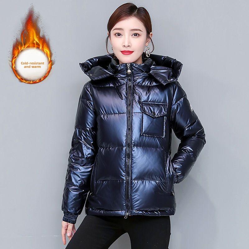 New Down Jacket Women's Short Thickened White Duck Down Jacket Women's Tide Ins Winter Bright Light Leave-in Down Jacket