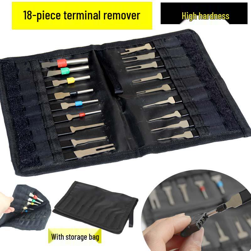 18-Piece Car Terminal Tool Kit: Pin Remover & Wiring Harness Needle Set