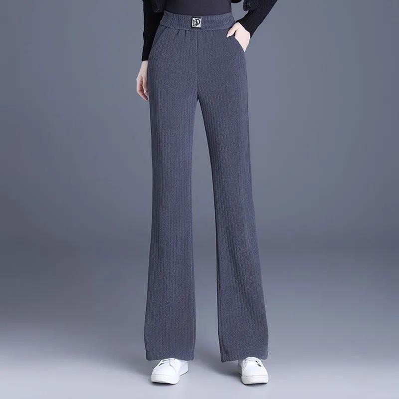 

Зимние женские ретро брюки с высокой талией, утепленные плюшем, для девочек, классические флисовые брюки прямого кроя, женские теплые брюки облегающего кроя для снега XS