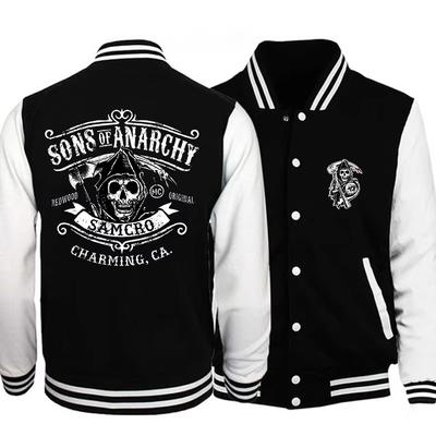 Sons of Anarchy Harajuku Baseball Neutral Outdoor Street Queer Anarchie Sportbekleidung Jacke Totenkopf Mantel Oberteil