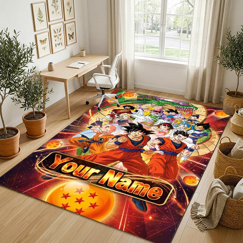 Personalized Crystal Velvet Carpet,Dragon Ball Custom Printed Name, Plush Area Rug For Home Indoor Decor