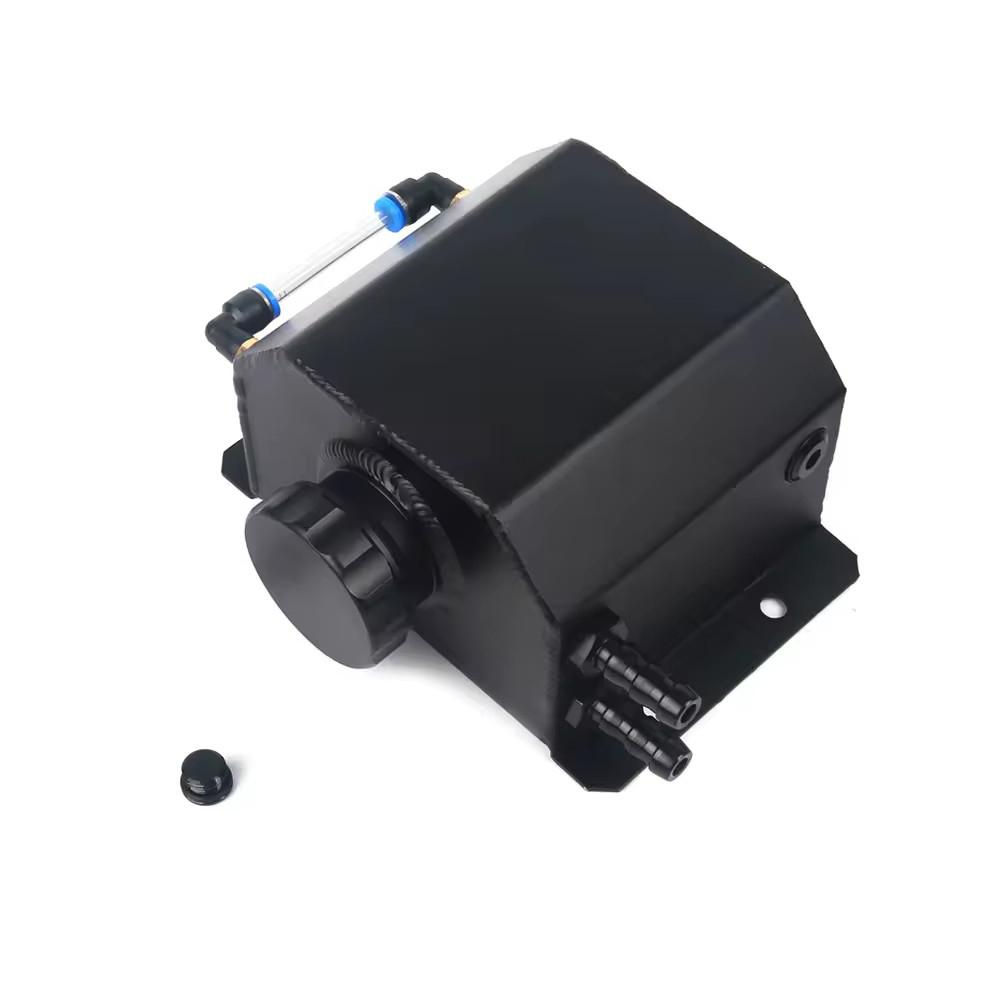 1L Alloy Aluminum Engine Oil Catch Can Breather Tank Radiator Coolant Overflow Bottle Recovery Water Tank Reservoir 1L-YH-Black