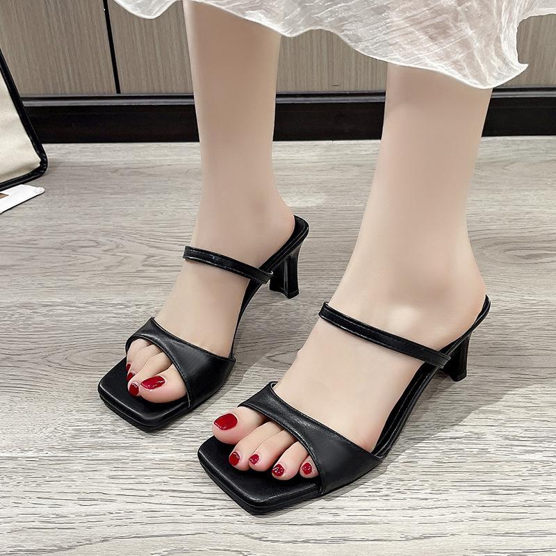 2025 Sexy Mule High Heels Women Stripper Fashion Slip On Slides Summer Party Flip Flops Shoes Pantuflas Mujer Chanclas Tacon