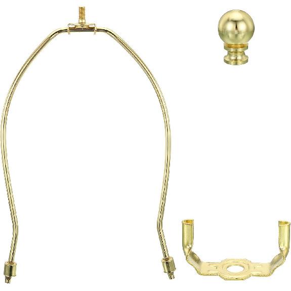 PATIKIL 9 Inch Lamp Harp Kit with Finial, 1 Set Detachable Shade Bracket Holder, DIY Lighting Accessories for Table Floor Lamps, Gold Tone