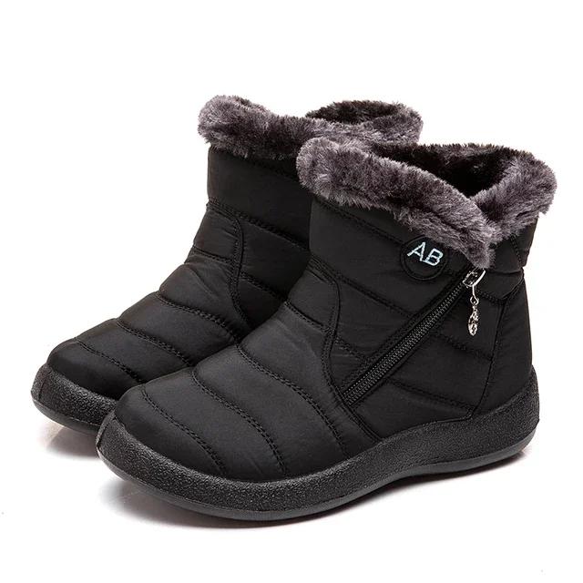 Winter Snow Women's Boots Comfortable Women's Boots Waterproof Women's Zipper Shoes Women's Soft Fur Women's Boots Plus Size 44