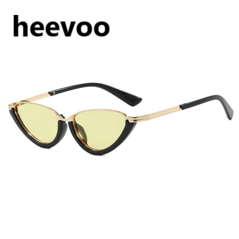 

Vintage Half Frame Cat Eye Sunglasses Women Fashion Triangular Glasses Punk Trendy Sun Glasses Female Shades Eyewear Uv400 only 1pcs sunglasses