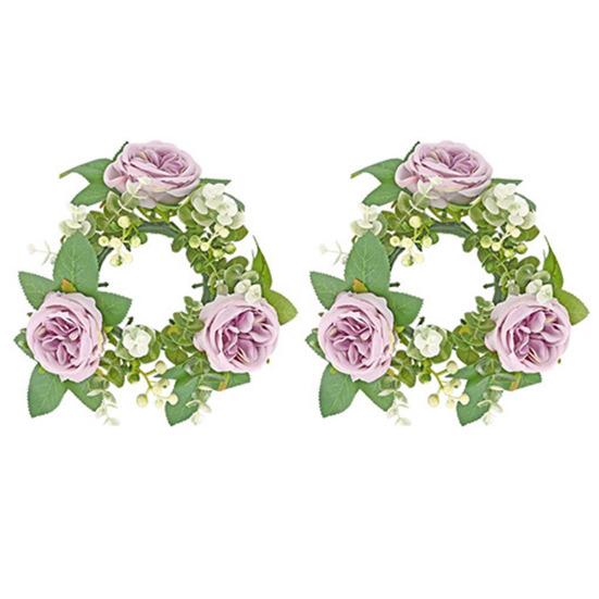 2Pcs Candlestick Garland Realistic Simulation Rose Wreath Candle Holder Garland for Home Wedding Decoration Adult Sex Wear