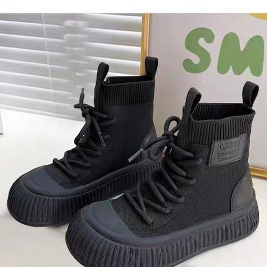 

Children Boots Girls Non-slip Breathable Autumn High Top Sneakers Kids Girls Sock Stretch Boots for Princess Casual Shoe 37 чорний