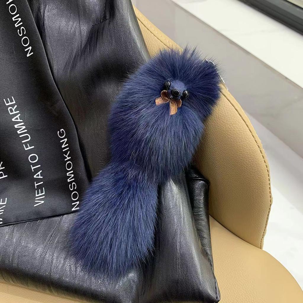 Cute Fox Car Keychain Pendant Plush Fur Doll Bag Hanging Decoration Gift