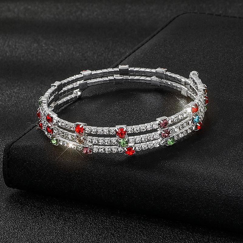 Rhinestone Open Bracelet Gold Silver Diamond Set Elastic Bracelet Bridal Fashion Full Diamond Grab Chain Bracelet