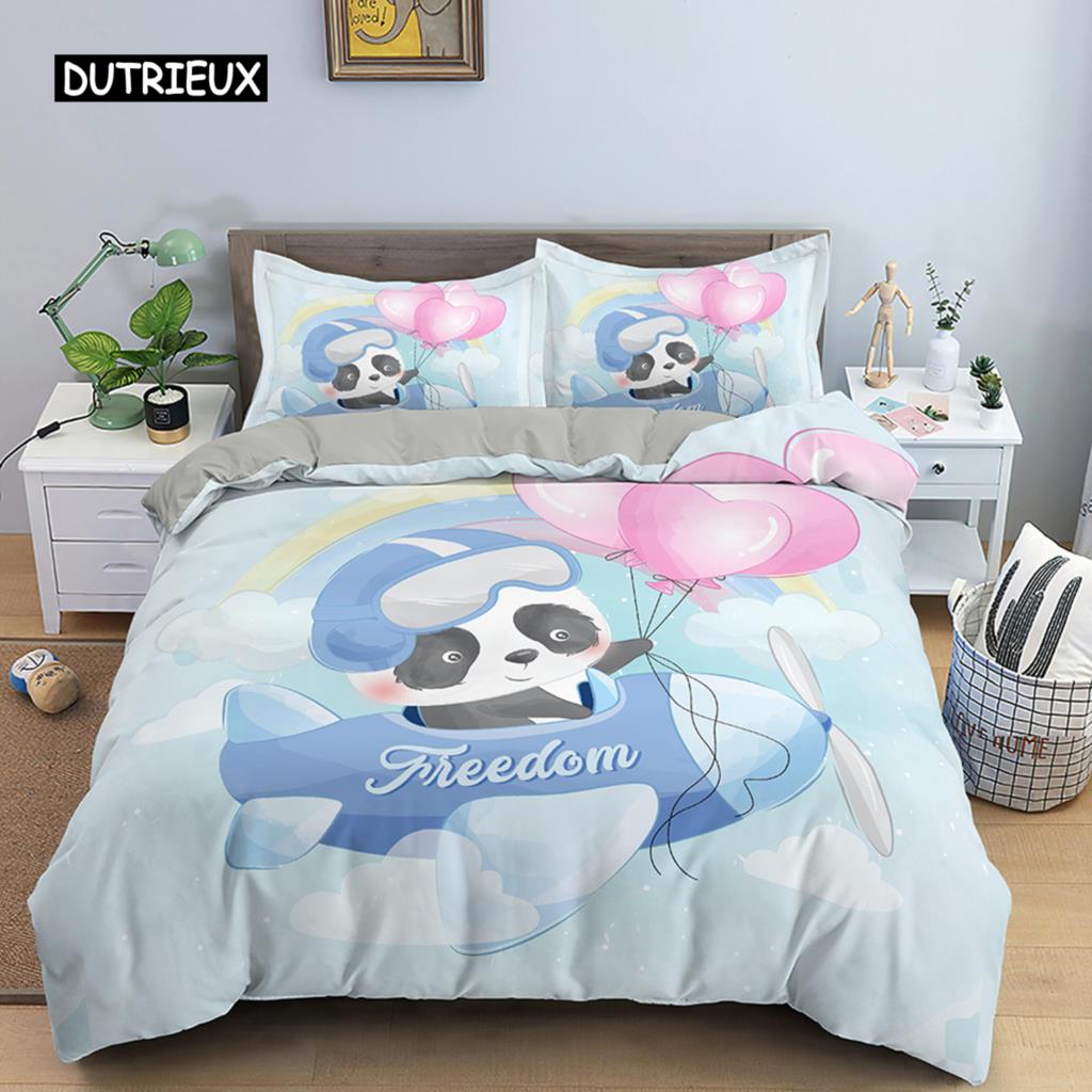 

Комплект постельного белья с изображением мультяшных животных, пододеяльник для мальчиков и девочек, симпатичный пододеяльник с изображением животных, украшение для спальни, детский подарок EU single(135x200cm)