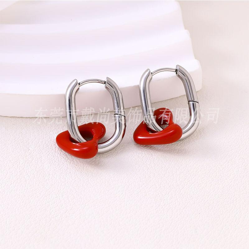 

European and American stainless steel earrings fashion trend versatile stud earrings high sense temperament retro ins earrings