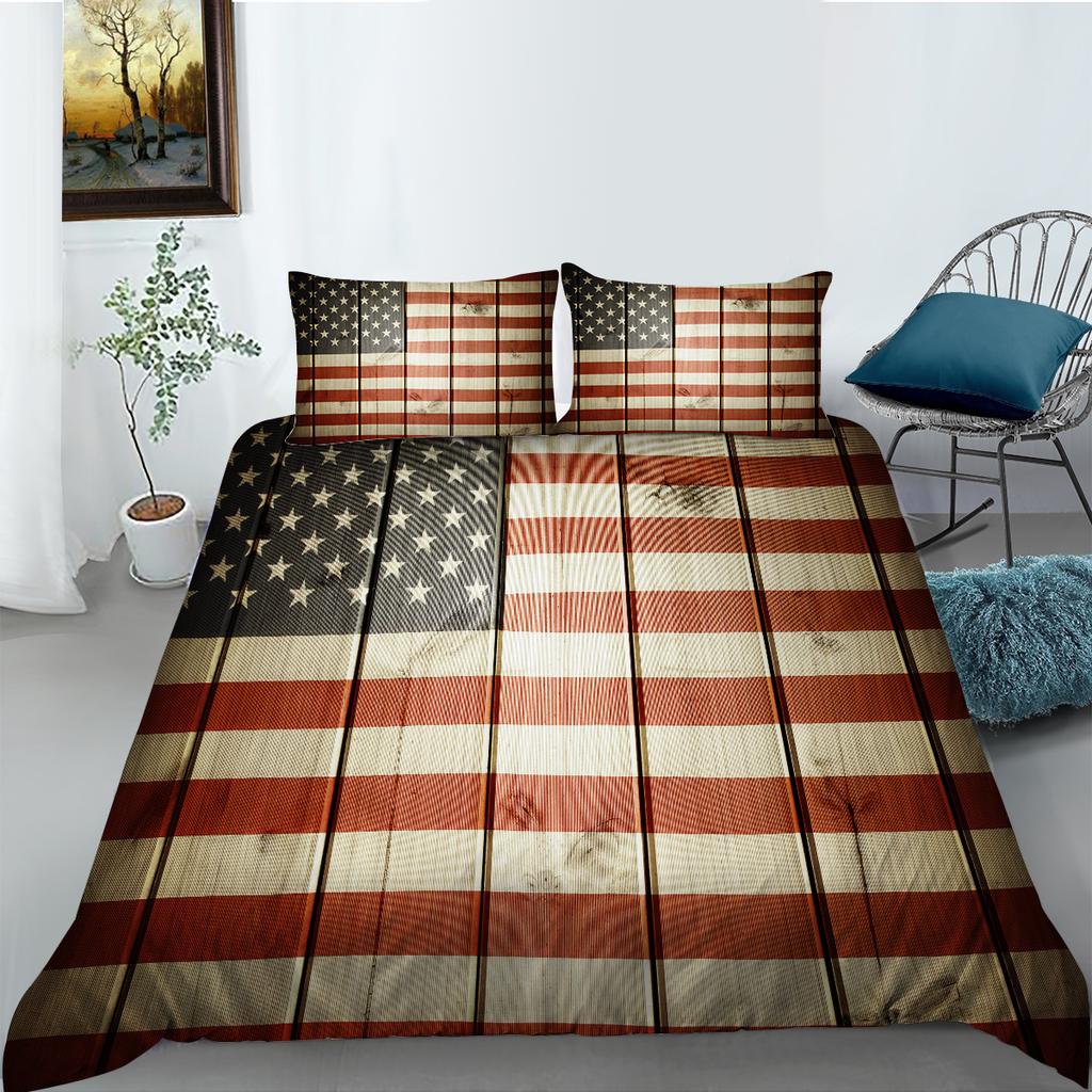 Luxus-Home-Bettwäsche-Set, Flaggen-Druck, Bettbezug, Kissenbezug, Home-Bettwäsche-Set, AU/EU/US, volle Größe, Einzel-/Doppelbett, Wohnmöbel
