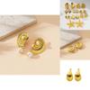 Vintage Inspired Alloy Geometric Animal Design Earrings With Pearls And Shells For Women Summer 2024