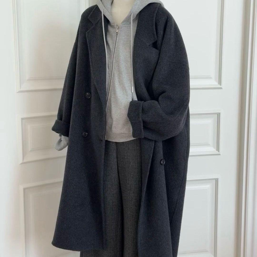 

Women s Long Minimalist Double-Faced Cashmere Coat - Thickened Woolen Overcoat for 2025 Autumn/Winter Season Size M (Standard Length, 107 cm, 130-160 jin)