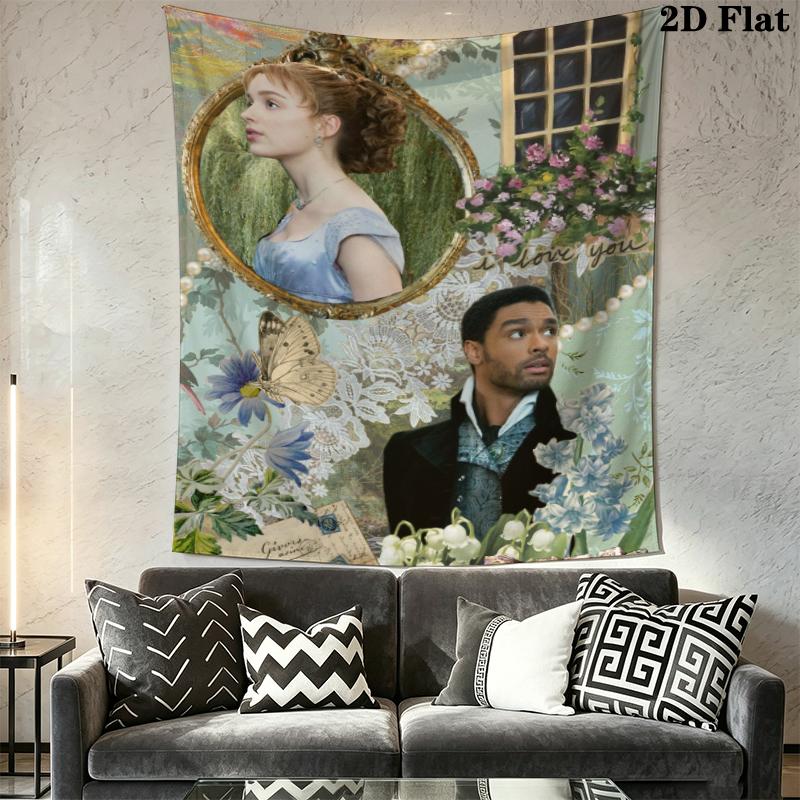 Bridgerton Wall Tapestry Aesthetic Wall Hanging Printed Fabric Blanket Decorative Tapestries for Bedroom Living Room Home Decor