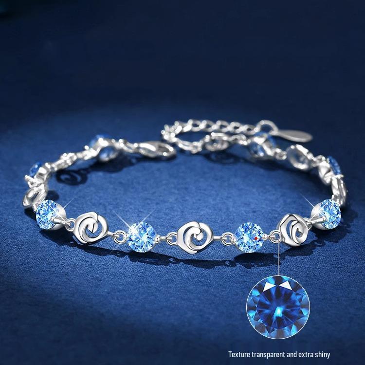 Classic Blue Enchantress Bracelet: Elegant Women's Jewelry Gift for Girlfriend or Best Friend.