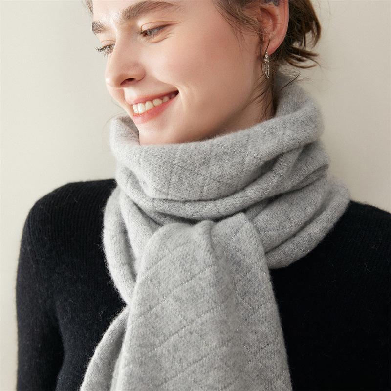 Damen 100% Reines Kaschmir-Schal - Modischer Unifarbener, Warmer Gestrickter Nackenschal für Herbst und Winter