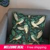2D Flying Green Birds Floral Pattern Pillow Cover Pattern Cushion Cover Suitable For Sofa Bedroom Car Pillow Cover