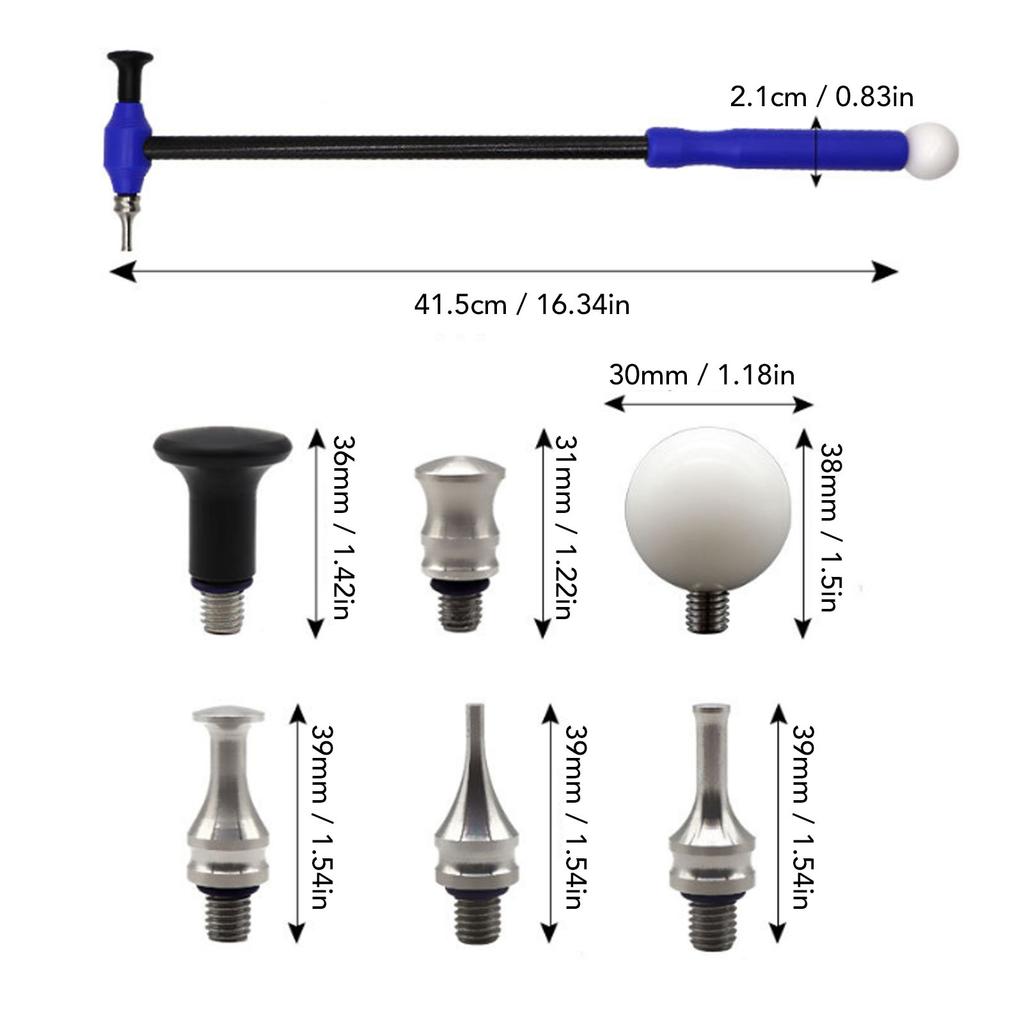 Auto Body Hammer Tools Set Paintless Dent Repair Leveling Hammer with 6 Replacement Heads for Car Dent Repair