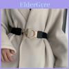 Elegant 4cm Wide Elastic Waist Belt With Simple Design And Gold Circle Buckle For Women