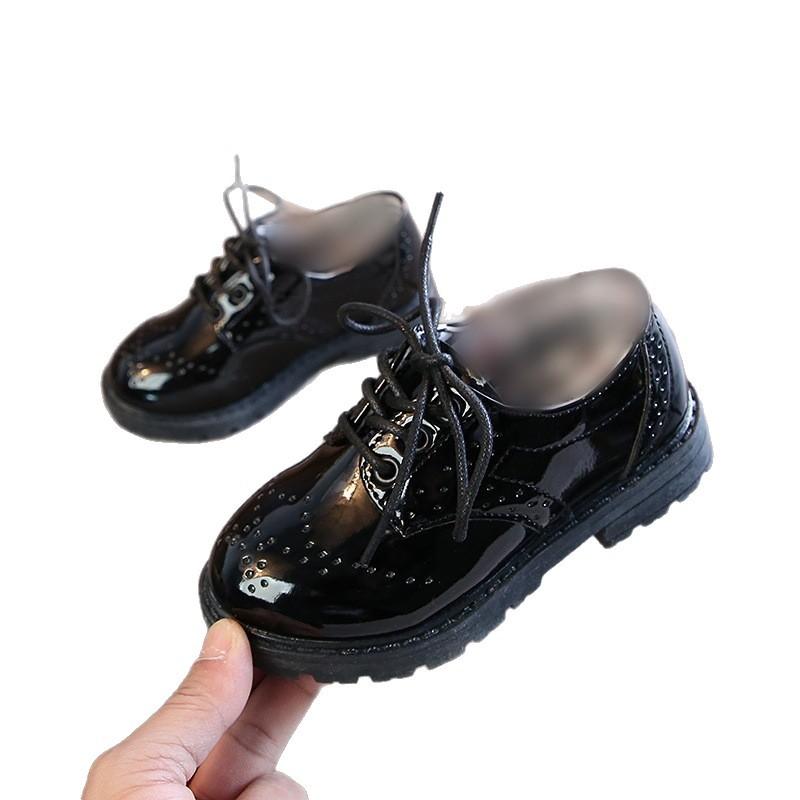 New children's leather shoes, student performance shoes, lace-up fashion girls' patent leather single shoes, children's shoes, boys' leather shoes