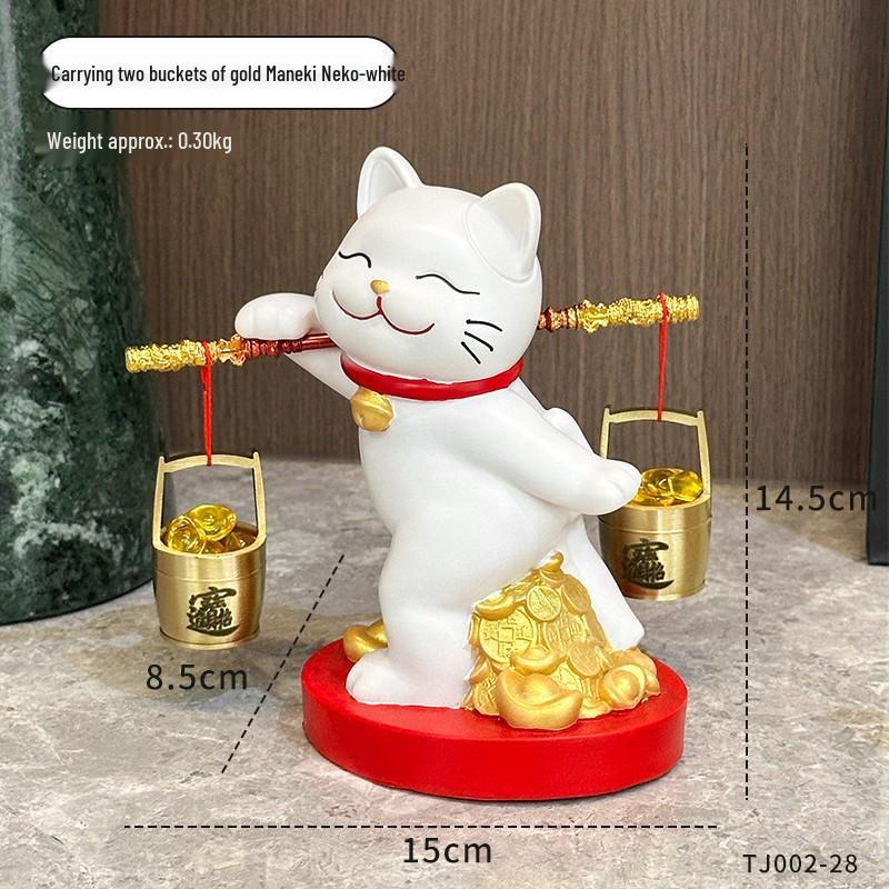 

Golden Cat Figurine: Chinese Style Housewarming Gift, Living Room or Office Decor