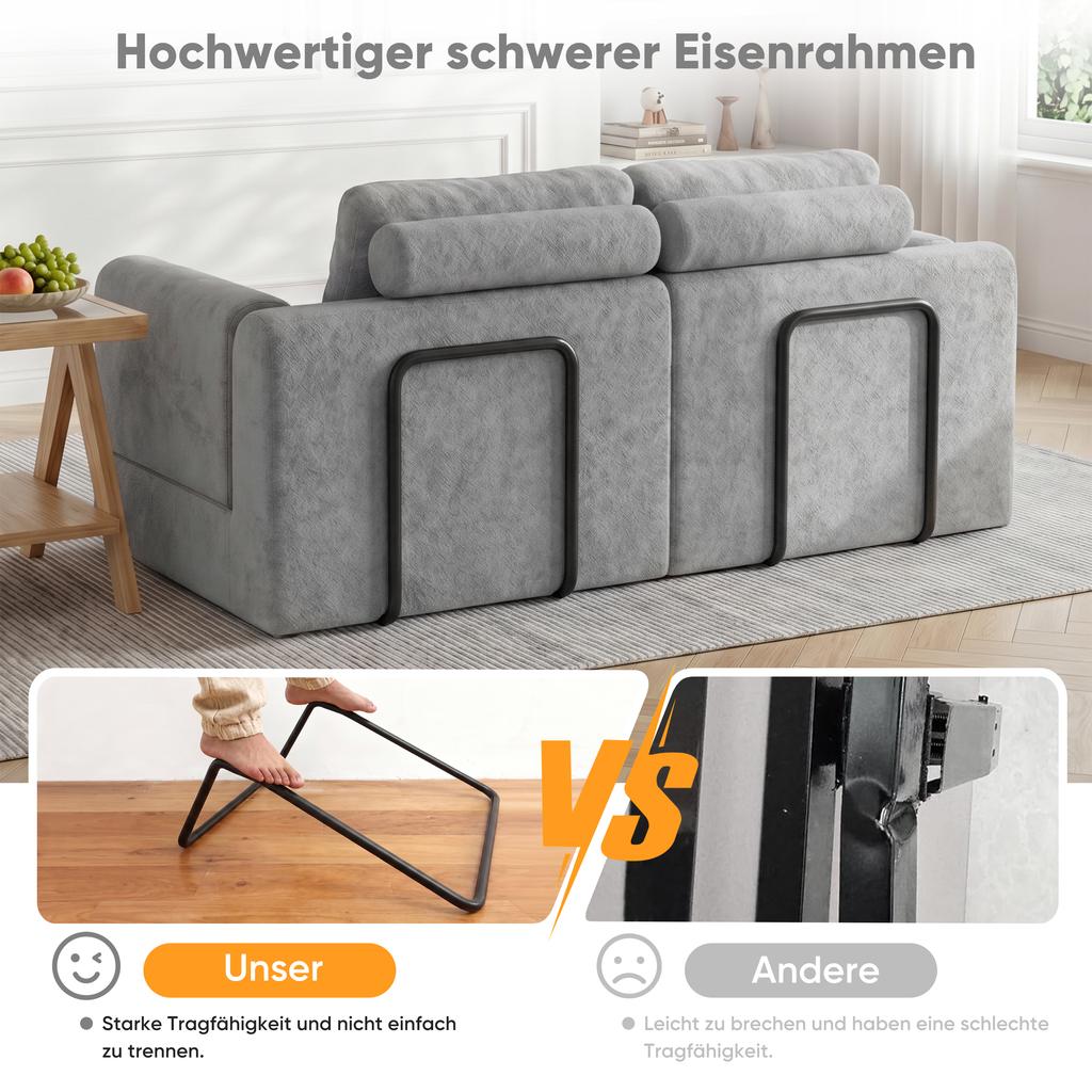 Convertible Folding Sofa Bed, Sleeper Chair with Memory Foam and Back Support – Futon Couch for Living Room, Bedroom, or Small Spaces Gray