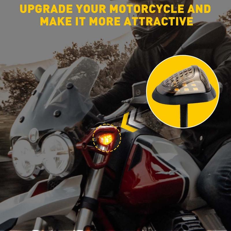 Motorcycle Mini LED Turn Signals Handlebar Blinker Indicators Amber Flowing Signal Lamp DRL for Honda Yamaha Kawasaki Cafe Racer