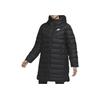 Nike Solid Logo Print Sports Long Hooded Down Jacket Women Outerwear Black DR1588-010