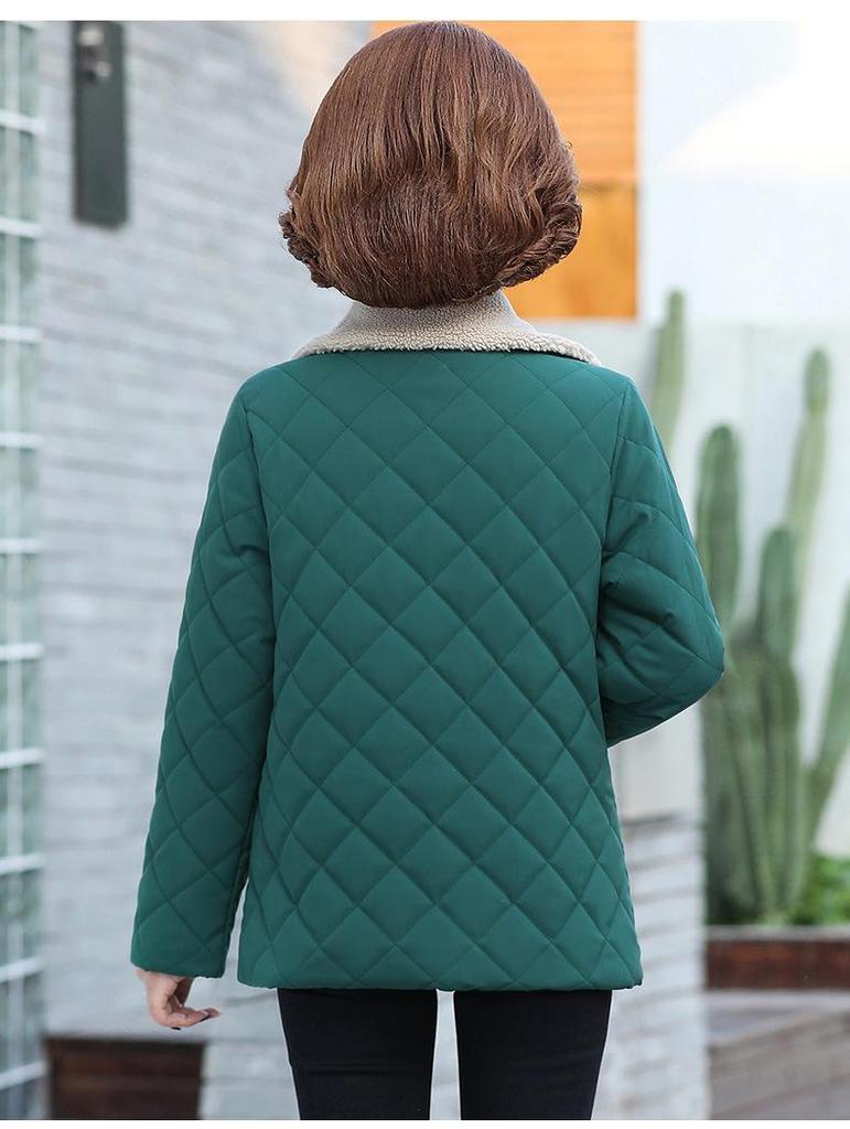 Women's Plush Winter Cotton Jacket with Warm Lambswool Imitation for Middle-aged & Elderly – Thickened Autumn/Winter Lapel Coat