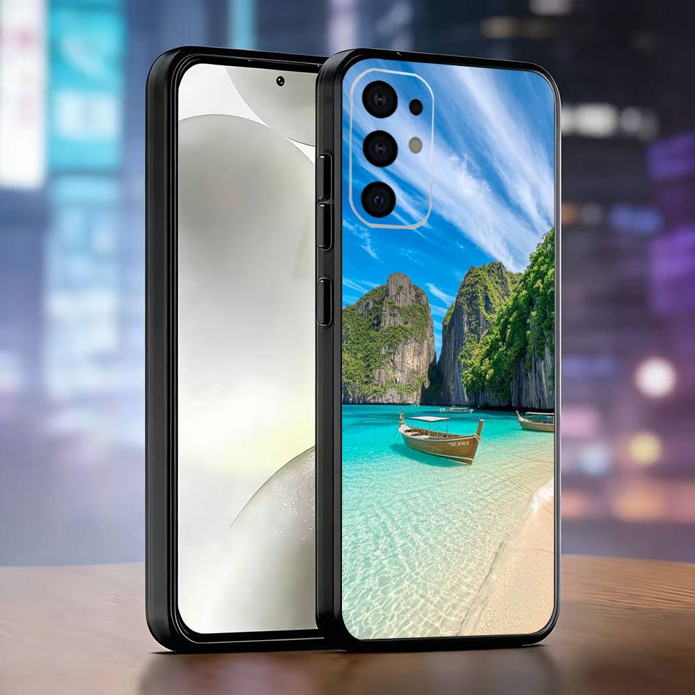 Beach Phone Case For Samsung S25,S24,S21,S22,S23,S30,Ultra,S20,Plus,Fe,Lite,Note,10,Black Cover