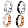 Simple Black And White Plated Titanium Steel Couple Rings 6mm Drip Oil Design