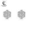 S925 Sterling Silver 4mm Snowflake Moissanite Stud Earrings - Women's European & American Hip-Hop Style