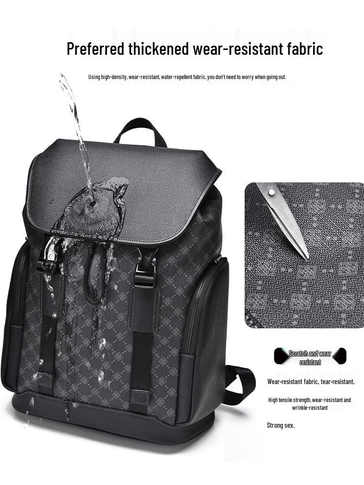 Men's Trendy High-End Business Laptop Backpack - Large Capacity Travel & Schoolbag with Old Flower Design