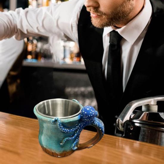 Ocean Octopus Coffee Mug Handmade 3D Octopus Tea Cup Octopus Tentacles Beard Mug Artistic Ocean Creature Mug