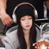 Black cold hat headband hat women's spring and autumn thin hat versatile big head circumference showing face small pile hat