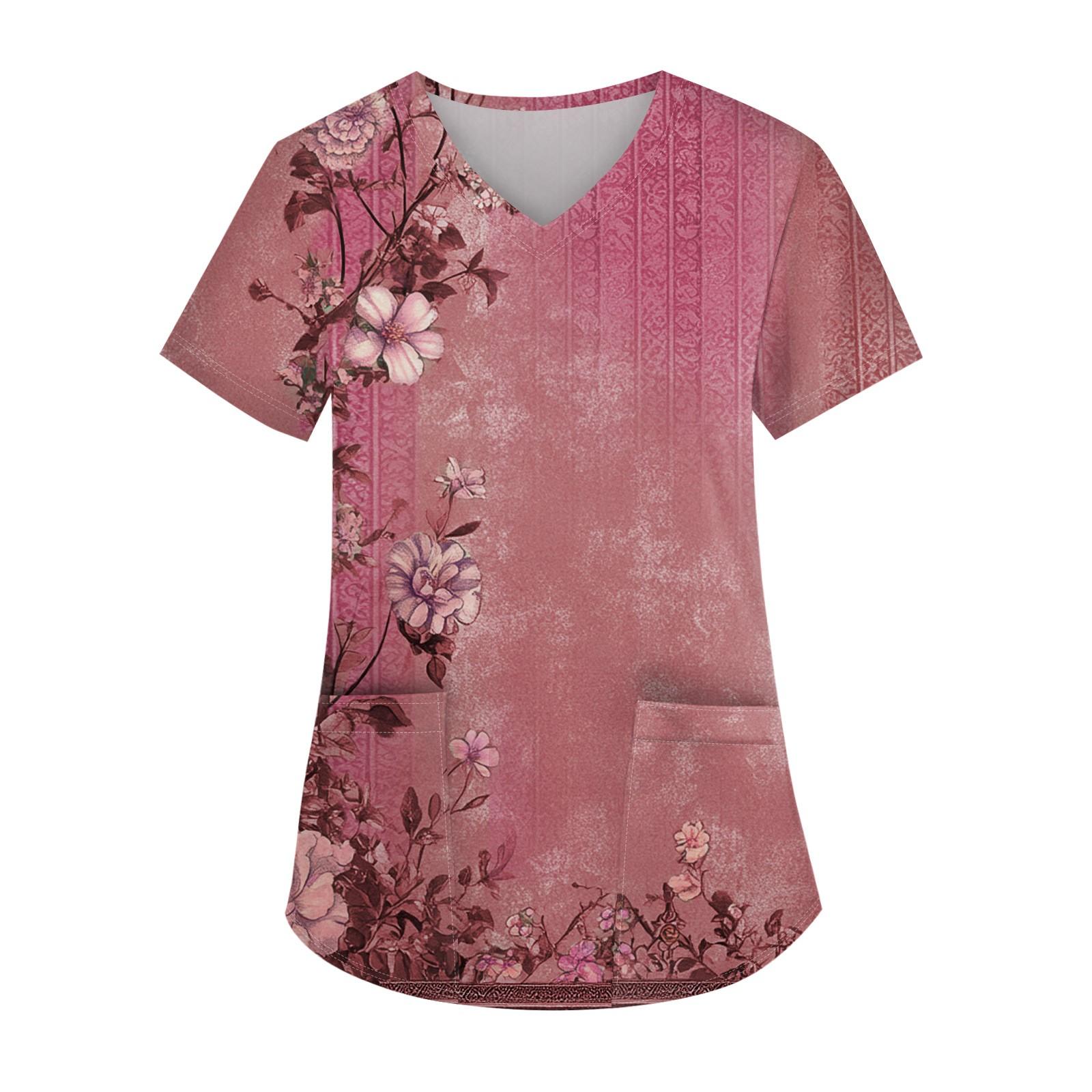 

Жіноча робоча форма з принтом і V-подібним вирізом, кишенькова захисна робоча форма XXXXL червоний