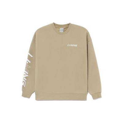 Li Ning Sports Fashion Series Logo Print Fleece Warm Round Neck Pullover Long Sleeve Sweatshirt Unisex Sweatshirt AWDRB77-11