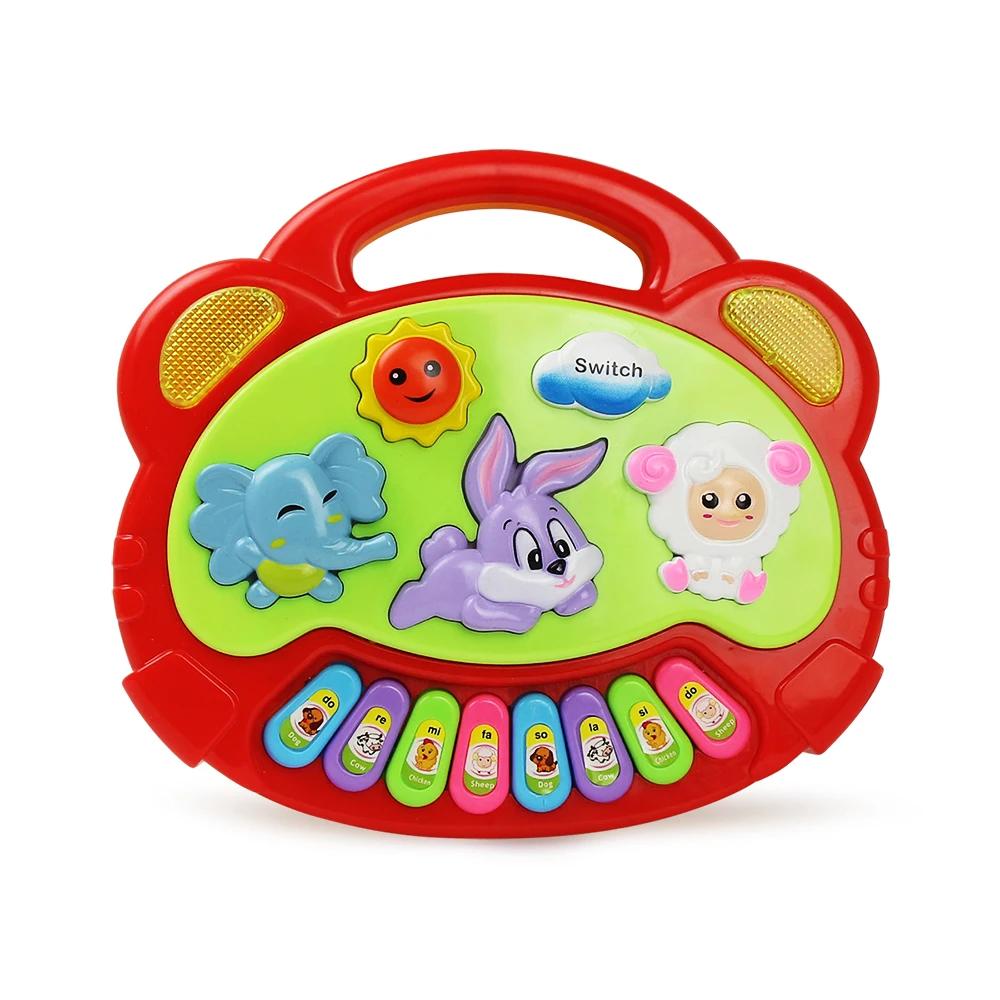 Klaviertastaturspiel für Kinder mit Cartoon-Motiv und Tiergeräuschen, Blinklicht, Musik, Babyinstrument, Musikspielzeug, Lernspielzeug, Kindergeschenke