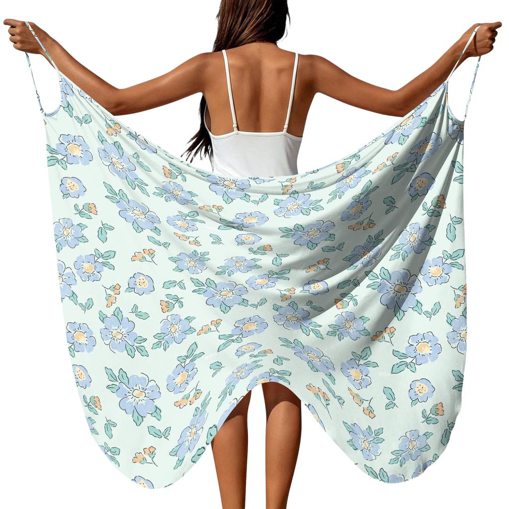 Leichtes Strandtuch mit Blumenmuster zum Umwickeln für Damen, Weich, Atmungsaktiv, Vielseitig einsetzbar, Überwurf, Decke, Schal, Tuch