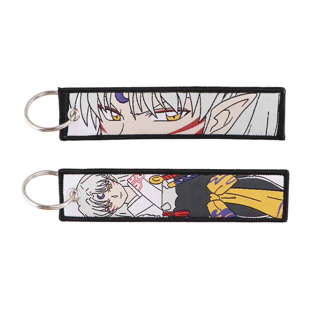Japanischer Anime Schlüsselanhänger für Motorräder Autos Schlüsselanhänger Schlüsselanhänger Stickerei Schlüsselring für Männer Frauen Zubehör