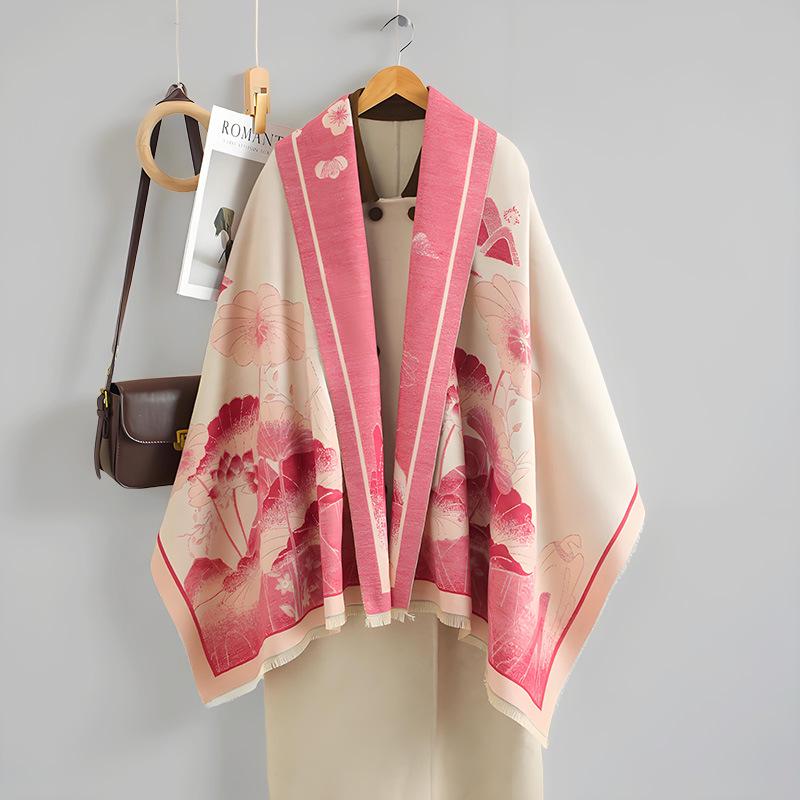 Luxury Double-Sided Women's Scarf: Thick Imitation Cashmere Shawl & Neck Warmer for Autumn/Winter